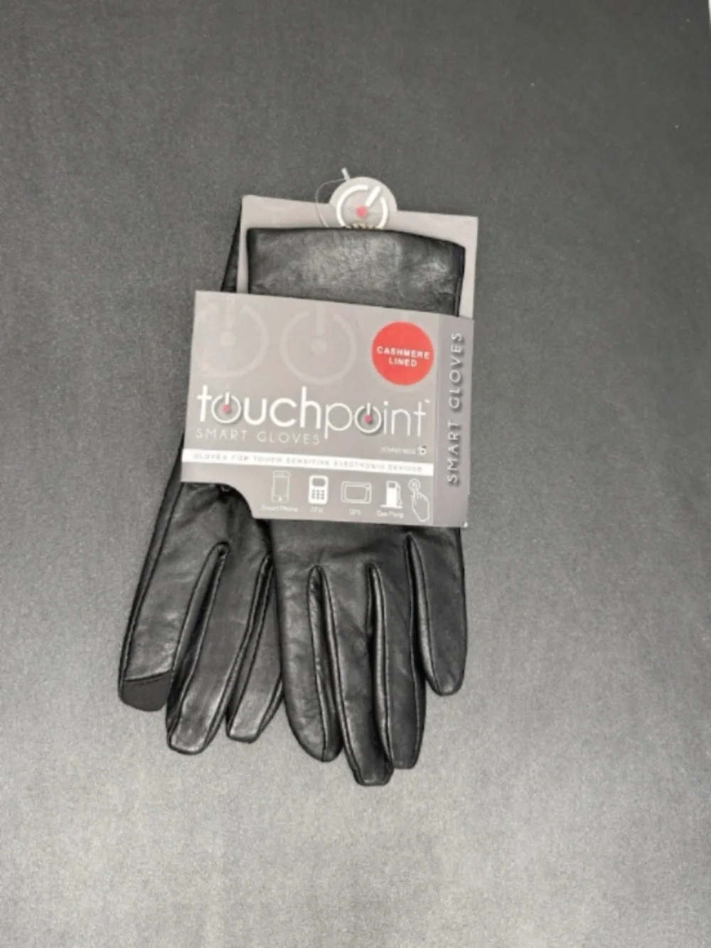 touchpoint Smart Gloves Leather, Cashmere Lined, Black Size S 01029